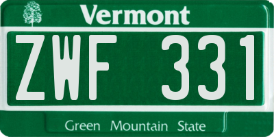 VT license plate ZWF331