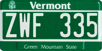 VT license plate ZWF335