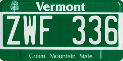 VT license plate ZWF336