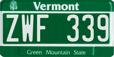VT license plate ZWF339