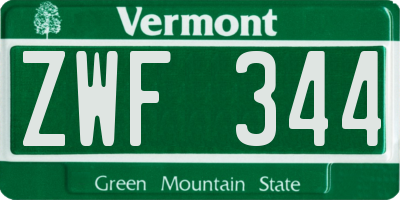 VT license plate ZWF344