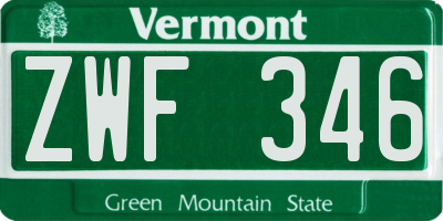 VT license plate ZWF346