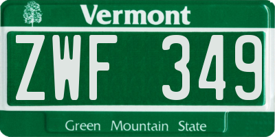 VT license plate ZWF349