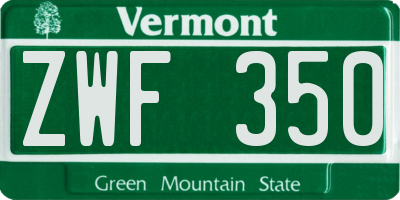VT license plate ZWF350
