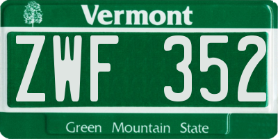 VT license plate ZWF352