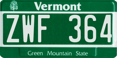 VT license plate ZWF364