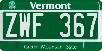 VT license plate ZWF367
