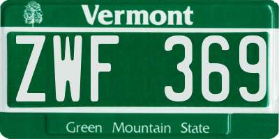 VT license plate ZWF369