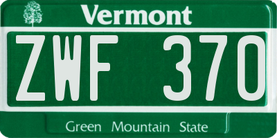 VT license plate ZWF370