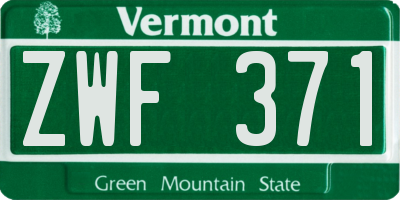 VT license plate ZWF371