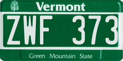 VT license plate ZWF373