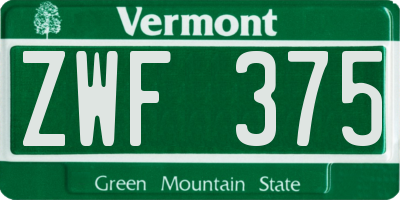 VT license plate ZWF375