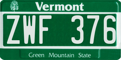 VT license plate ZWF376