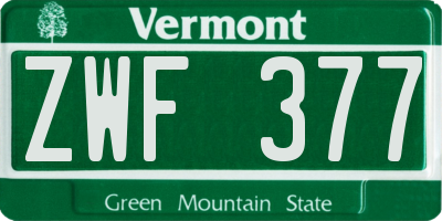 VT license plate ZWF377