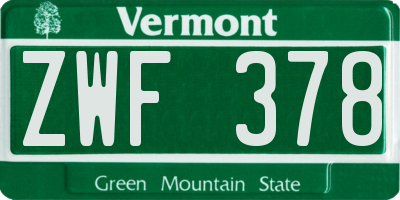 VT license plate ZWF378