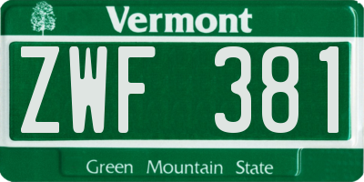 VT license plate ZWF381