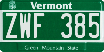 VT license plate ZWF385