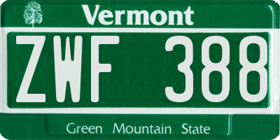 VT license plate ZWF388