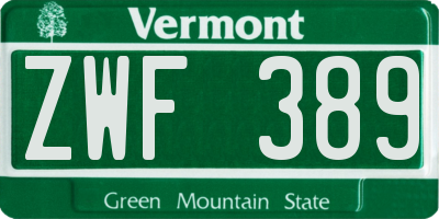 VT license plate ZWF389