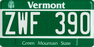 VT license plate ZWF390