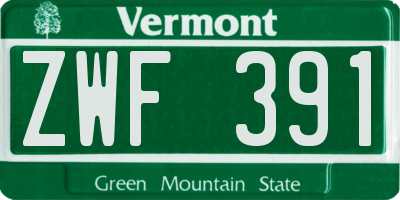 VT license plate ZWF391
