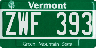 VT license plate ZWF393