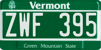 VT license plate ZWF395