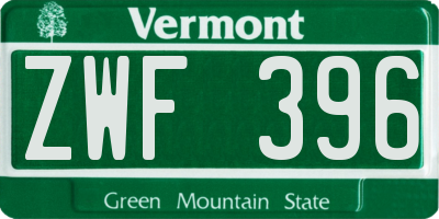 VT license plate ZWF396