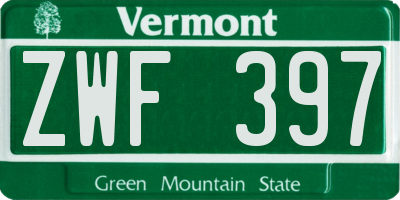 VT license plate ZWF397