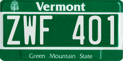 VT license plate ZWF401