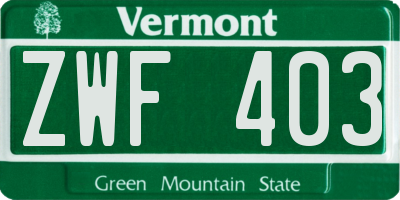 VT license plate ZWF403