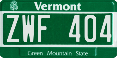 VT license plate ZWF404