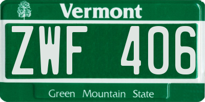 VT license plate ZWF406