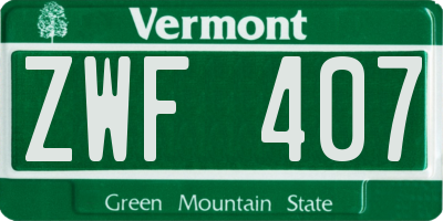 VT license plate ZWF407