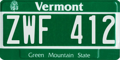 VT license plate ZWF412