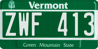 VT license plate ZWF413