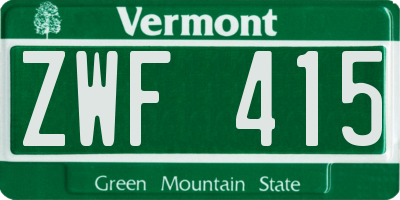 VT license plate ZWF415