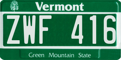 VT license plate ZWF416