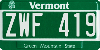 VT license plate ZWF419