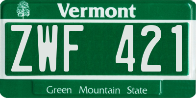 VT license plate ZWF421
