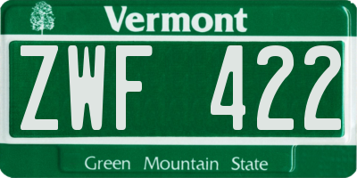 VT license plate ZWF422