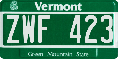 VT license plate ZWF423