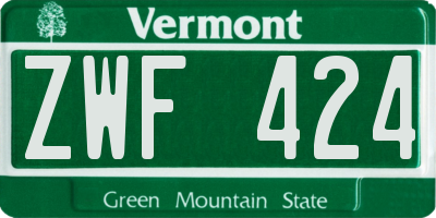 VT license plate ZWF424