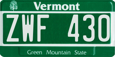 VT license plate ZWF430