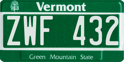 VT license plate ZWF432
