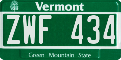VT license plate ZWF434