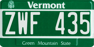 VT license plate ZWF435