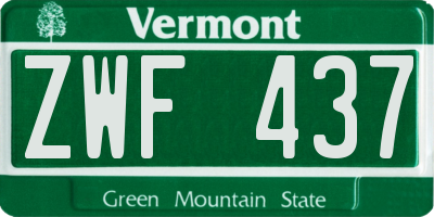 VT license plate ZWF437