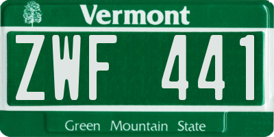 VT license plate ZWF441