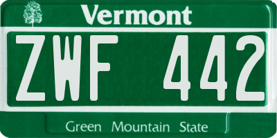 VT license plate ZWF442